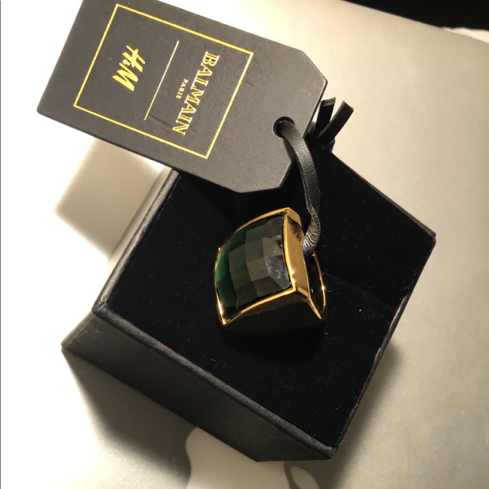 Balmain Paris x HandM Gold and Green Ring